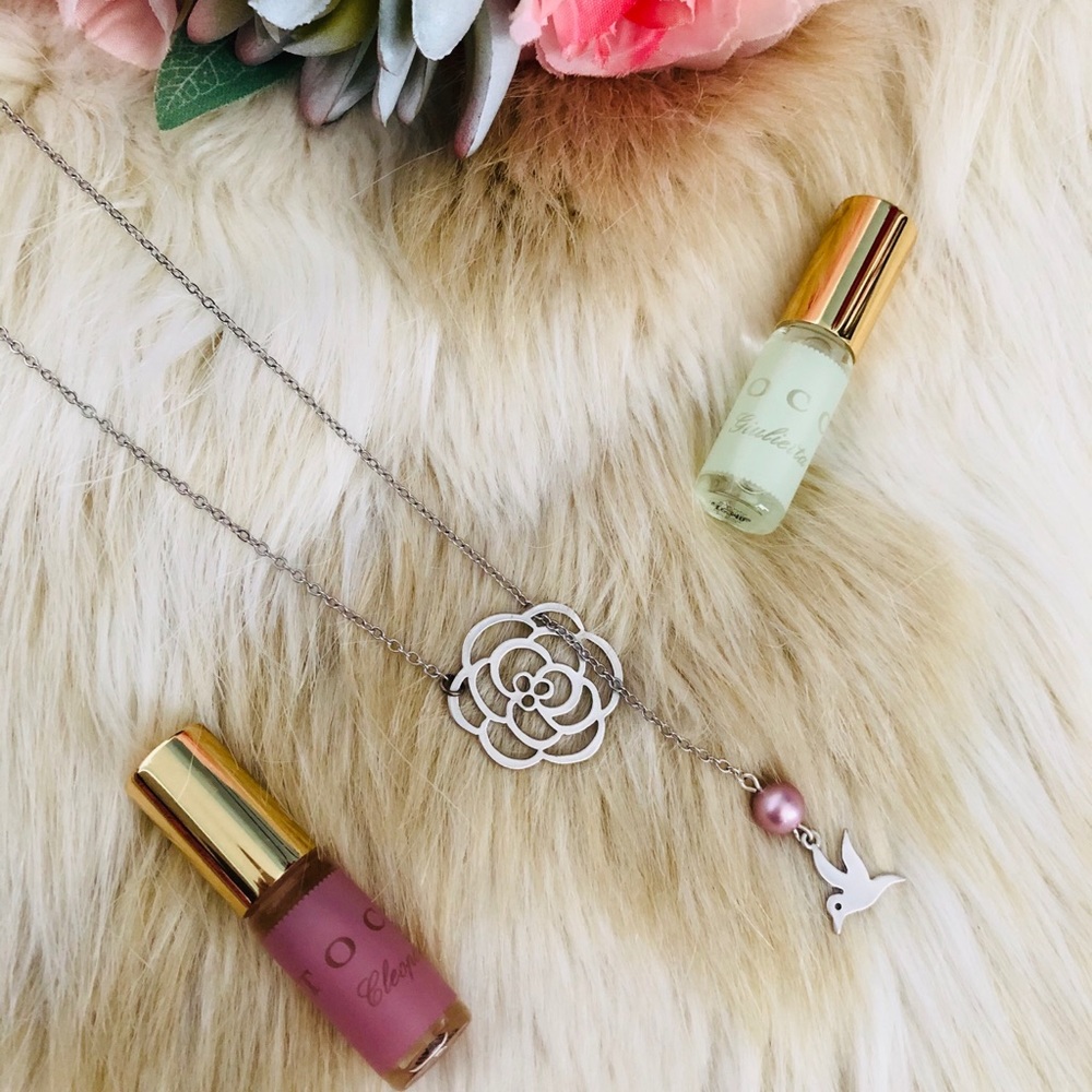 Rose and Bird Hanging Necklace